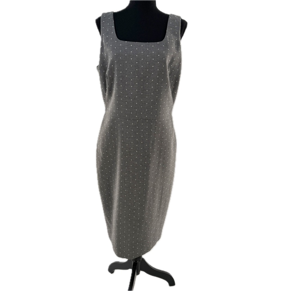 The Limited Heather Gray with White Polka Dots Sleeveless Sheath Dress Size 10